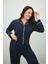 Kadın Büyük Beden Uzun Kollu Önden Düğmeli Pijama Takımı 4234-25 4