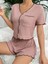 Kadın Pijama Takımı Gül Kurusu Renkli Kısa Kollu Pamuklu Özel Örme Kumaş 4