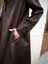 Poplin Oversize Uzun Gömlek Elbise Kahverengi 5