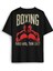Boks Boxing Punch Hard Think Fast Spor Fight Baskılı Oversize T-Shirt Siyah Unisex Tişört 1
