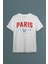 Beyaz T-Shirt Paris Fransa City France Şehir Kısa Kollu Baskılı Unisex Tişört 1