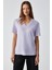 Alıne Kadın Organik Pamuk Derin V Yakalı Comfort Fit Lila T-Shirt 1