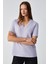 Alıne Kadın Organik Pamuk Derin V Yakalı Comfort Fit Lila T-Shirt 3