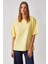 Lagertha Kadın Organik Pamuklu Kalın Dokulu Oversize Fit Yuvarlak Yakalı Sarı T-Shirt 1
