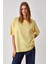 Lagertha Kadın Organik Pamuklu Kalın Dokulu Oversize Fit Yuvarlak Yakalı Sarı T-Shirt 3