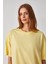 Lagertha Kadın Organik Pamuklu Kalın Dokulu Oversize Fit Yuvarlak Yakalı Sarı T-Shirt 4
