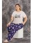 Büyük Beden Likrali Pijama Takım 6