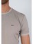 Sıfır Yaka Bisiklet Yaka Likralı Penye Bej Erkek Tshirt 2