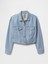 Kadın Mavi Ultrasoft Icon Denim Çizgili Crop Ceket 2