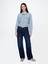 Kadın Mavi Ultrasoft Icon Denim Çizgili Crop Ceket 5