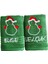 Isim Nakışlı Yılbaşı Havlusu 2 Li Set- 30 x 50 cm Yeşil 1