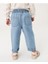 Kız Çocuk Denim Mavi Çiçek Nakışlı Kot Pantolon 5