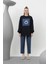 20623 Iki Iplik Kumaş Smile Baskılı Oversize Tesettür Sweatshirt 2