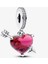 Kırmızı Kalp ve Ok Murano Cam Sallantılı Charm 1