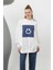 20623 Iki Iplik Kumaş Smile Baskılı Oversize Tesettür Sweatshirt 2