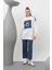 20623 Iki Iplik Kumaş Smile Baskılı Oversize Tesettür Sweatshirt 3