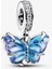 Mavi Murano Cam Kelebek Sallantılı Charm 1