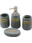 4 Pcs Gri Seramik Banyo Temizlik Seti Sıvı - Katı Sabunluk - Diş Fırçalık - Macunluk (4987) 1