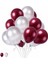Bordo Beyaz Metalik Latex Balon 10 Adet 1