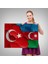 Türkiye Azerbaycan Bayrak Desenli Dekoratif Kanvas TABLO-6516 3