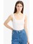 Slim Fit Dar Kesim Kare Yaka Fitilli Kaşkorse Atlet E2173AX25SP 3