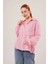 Yarasa Kol Çizgili Cep Detaylı Pembe Gömlek 1