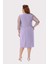 Büyük Beden Lila Renkli Krep Elbise 4