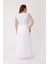 Büyük Beden Beyaz Renkli Uzun Şifon Abiye Elbise 4