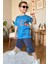 Erkek Çocuk Parmak ve Ayıcık Baskılı Lacivert T-Shirt Şortlu Takım 2