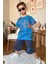 Erkek Çocuk Parmak ve Ayıcık Baskılı Lacivert T-Shirt Şortlu Takım 3