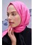 Yazı Desen Jakar Italyan Ipekli Şal Koyu Pembe 3