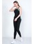 Kadın Yüksek Bel Likralı Toparlayıcı Dalgıç Kumaş Koşu & Fitness Yoga & Pilates Spor Crop-Tayt 2 Li Takım 3