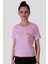 3 Çiçek Baskı Pembe Kadın T-Shirt 1