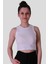 Crop Krem Kadın Kolsuz T-Shirt 587-04 1