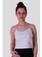 Crop Lastik Askı Krem Kadın Kolsuz T-Shirt 582-04 1