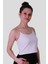 Crop Lastik Askı Krem Kadın Kolsuz T-Shirt 582-04 2