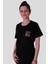 Etnik Desen Siyah Kadın T-Shirt 2