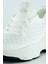 Beyaz Örgü Dokuma Taş Detaylı Bağcıklı Slip-On Sneaker 4
