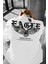 Eagle Baskılı Bisiklet Yaka Oversize Erkek Tshirt 1