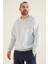 Erkek Açık Gri Gizli Cep Detaylı Sweatshirt 88292-90 2