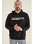 Erkek Siyah Dustin Kapüşonlu Standart Kalıp Baskılı Sweatshirt 88136-01 2