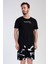 Siyah Erkek Kısa Kollu Şortlu Pijama Takımı 2