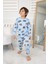 Taşıtlar Baskılı Pamuk Uzun Kollu Erkek Mavi Pijama Takımı (3,4,5,6,7,8 Yaş) 4