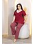 Bambu Çizgili Pijama - X4 Dantel Yaka Detaylı Likralı Takım 1