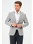 Erkek Slim Fit Likralı Blazer Ceket Açık Gri 1
