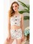 Kadın Kedi Desenli Atlet Şort Pijama Takımı Beyaz - 25Y 10041 1