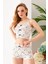 Kadın Kedi Desenli Atlet Şort Pijama Takımı Beyaz - 25Y 10041 2