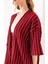 Kadın Yarım Kol Çizgili Bürümcük Kimono Bordo - 254406 2