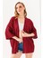 Kadın Yarım Kol Çizgili Bürümcük Kimono Bordo - 254406 3