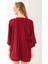 Kadın Yarım Kol Çizgili Bürümcük Kimono Bordo - 254406 5